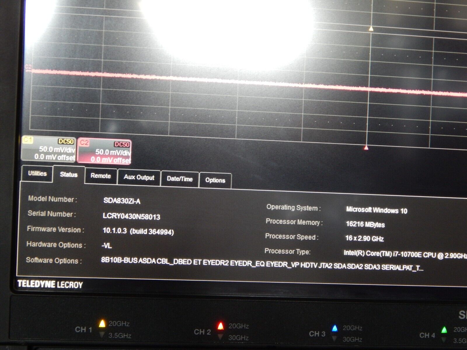 LeCroy SDA830Zi-A oscilloscope w/mfg cal & data 2/23 option loaded, WIN 10 LeCroy SDA830Zi-A oscilloscope w/mfg cal & data 2/23 option loaded, WIN 10